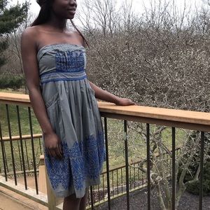 Anthropologie strapless embroidered dress